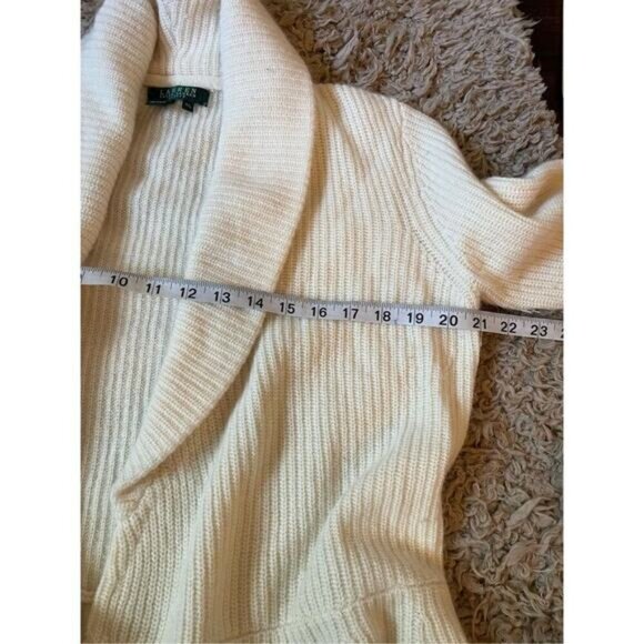 Lauren Ralph Lauren wool and angora rabbit hair cream open cardigan pl - Picture 3 of 5